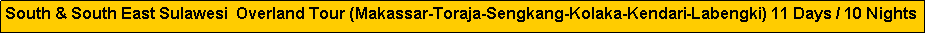 Text Box: South & South East Sulawesi  Overland Tour (Makassar-Toraja-Sengkang-Kolaka-Kendari-Labengki) 11 Days / 10 Nights